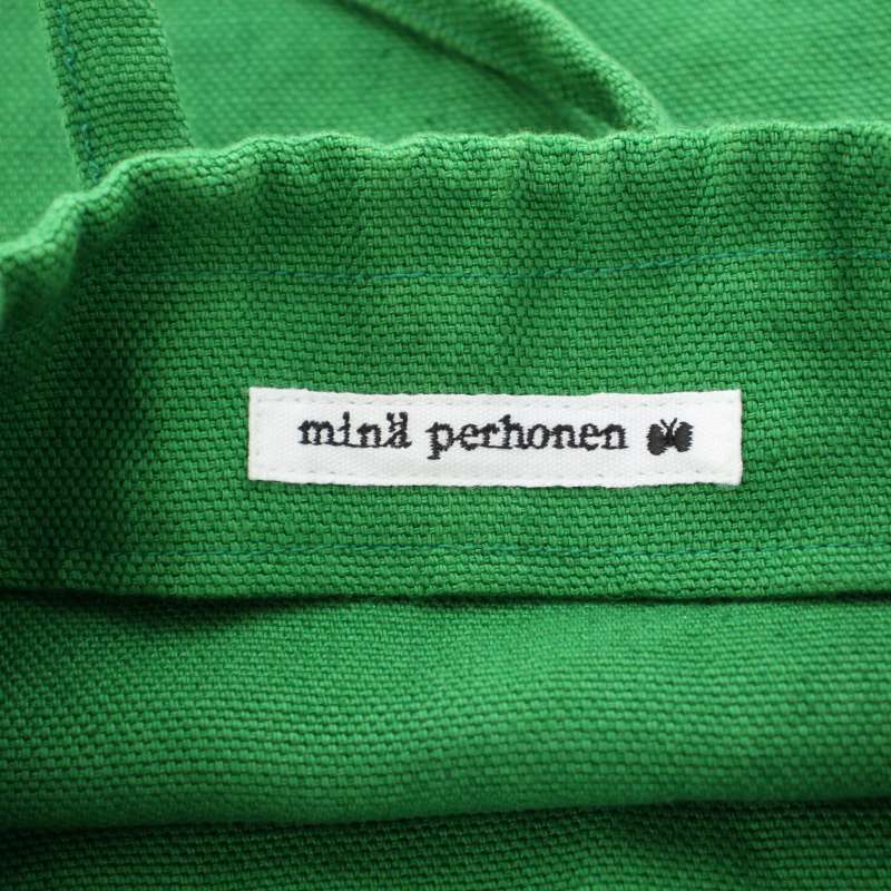 ミナペルホネン mina perhonen forest parade ハンドバッグ 巾着 刺繍 リネン 緑 グリーン ts7805 /BM レディース_画像5