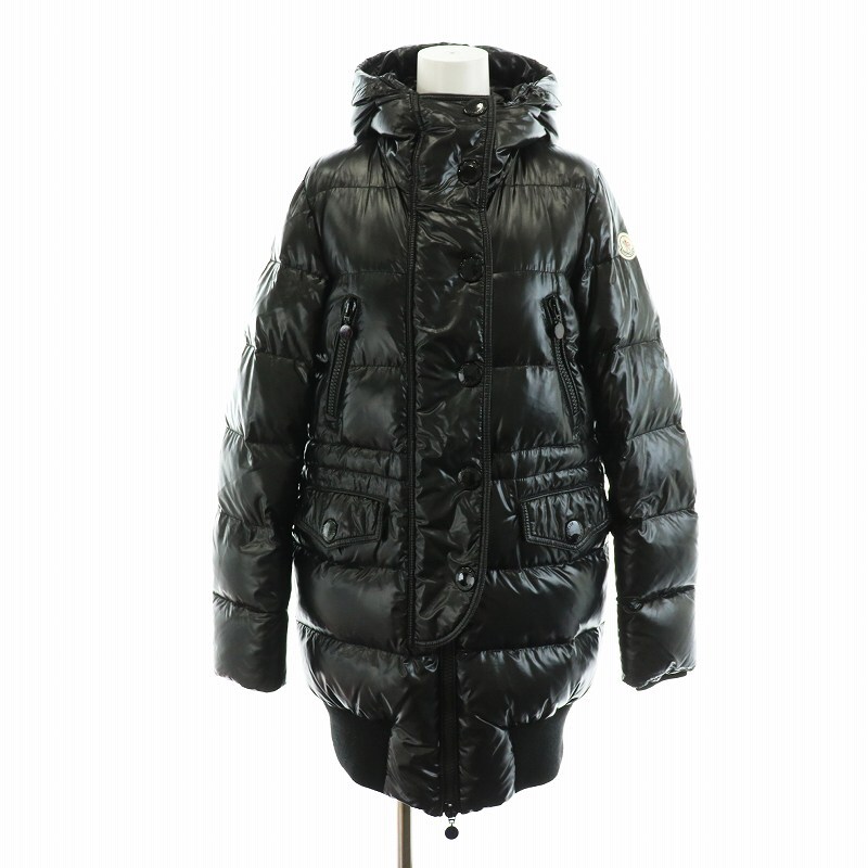 モンクレール MONCLER LOIRE GIUBBOTTO JACKET ロワール ダウンコート ロング丈 フード アウター 0 S 黒_画像1