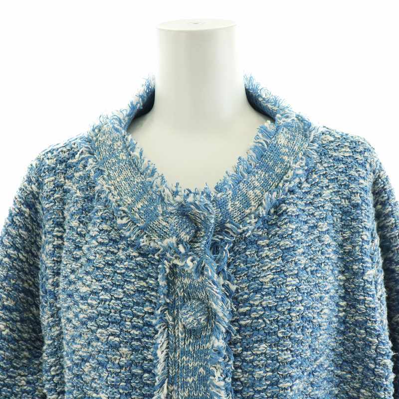 シールームリン SEA ROOM LYNN 23AW Shine Tweed Knit ノーカラージャケット ツイード F 青 ブルー 白 ホワイト 003160024_画像7