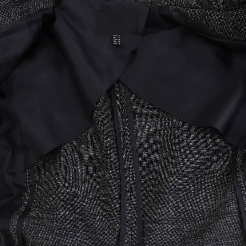 アイシービー iCB Silk Nep Tweed ノーカラージャケット スカート ひざ丈 スーツ セットアップ 上下 9 ダークグレー ブラック_画像7