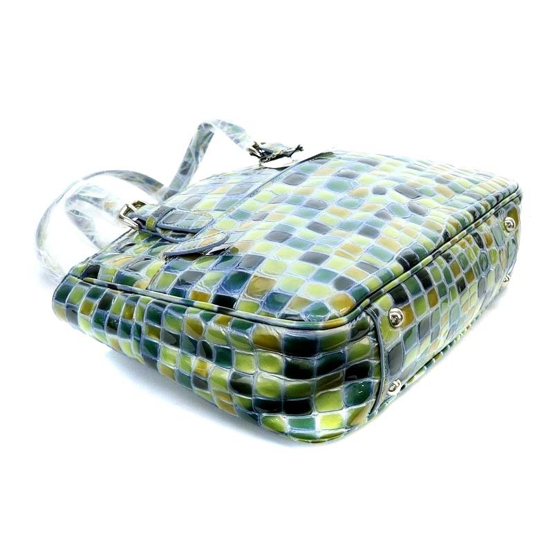  unused goods kokofi ole COCCO FIORE tote bag handbag enamel green color green /YO1 lady's 