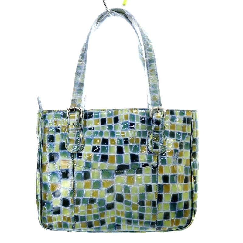  unused goods kokofi ole COCCO FIORE tote bag handbag enamel green color green /YO1 lady's 