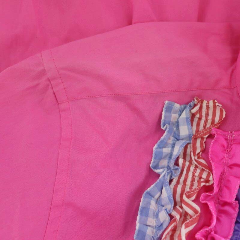 コムデギャルソンオムプリュス AD2011 テイラーリングフォーパンクスシャツ 半袖 フリル 前開き S ピンク マルチカラー /DO ■OS メンズ_画像8