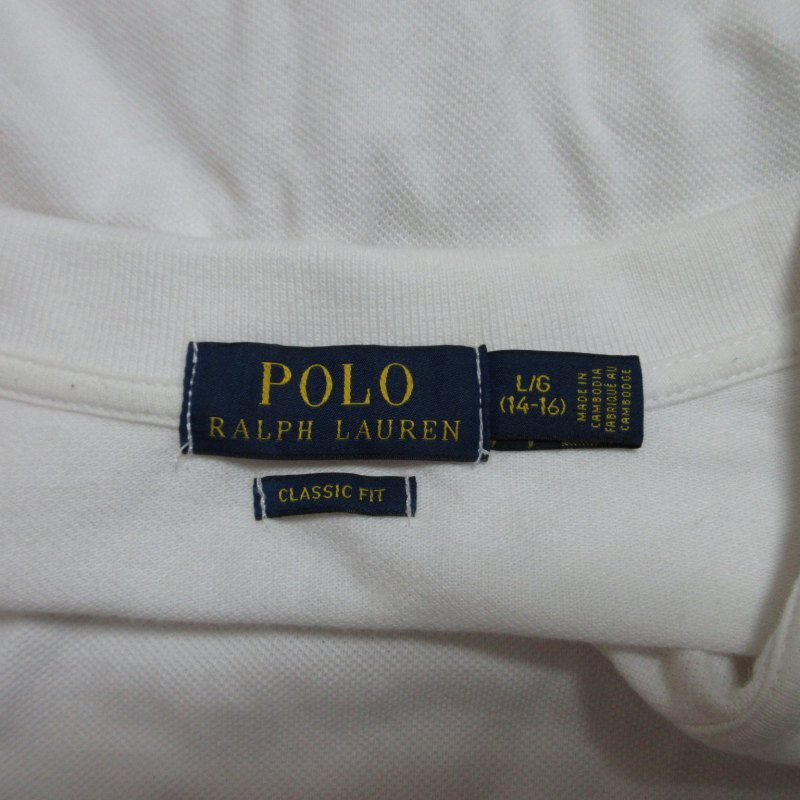 ポロ ラルフローレン POLO RALPH LAUREN CLASSIC FIT ポロシャツ カットソー ビッグポニー刺繍 半袖 白 ホワイト Lサイズ 0507 ■GY14_画像3