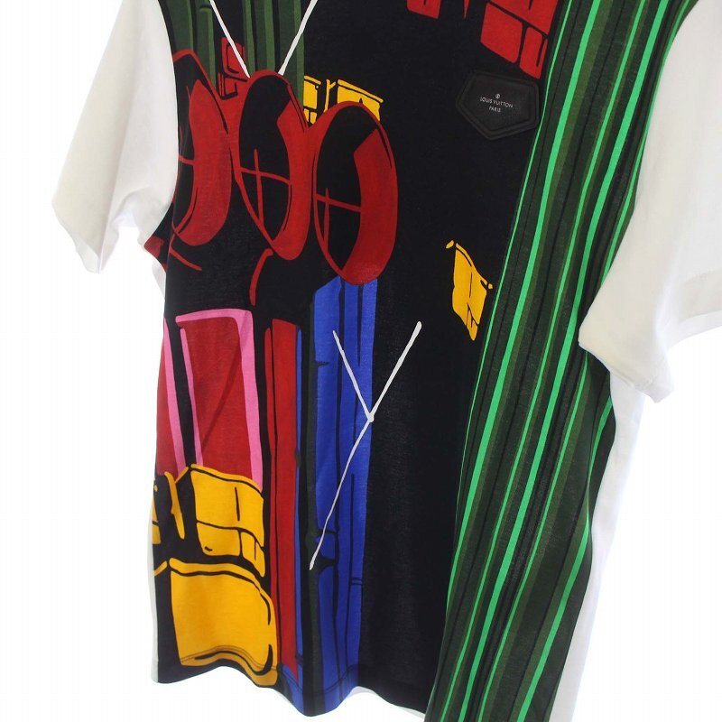 未使用品 ルイヴィトン LOUIS VUITTON 20SS Caeda Pompidou Souvenir グラフィック Tシャツ カットソー 半袖 白 ホワイト マルチカラー M 1_画像4