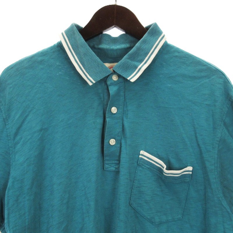 ブルックスブラザーズ BROOKS BROTHERS ポロシャツ 半袖 コットン ブルー XL メンズ_画像2