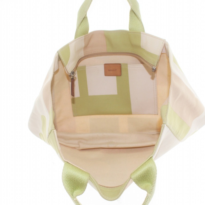  Bally BALLY Mini большая сумка рука парусина общий рисунок Logo бежевый зеленый зеленый #GY18 /MQ женский 
