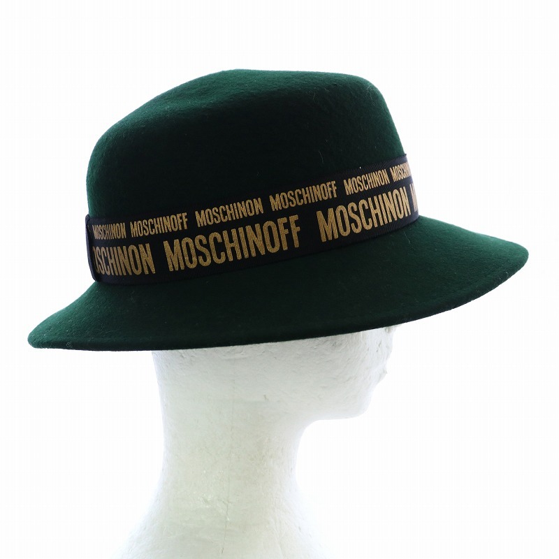 モスキーノ MOSCHINO 中折れハット ソフト帽 帽子 ウール ロゴ 緑 グリーン /AQ ■GY18 メンズ_画像6