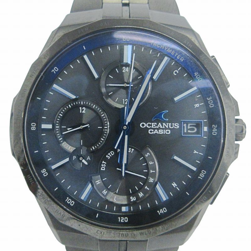 カシオ オシアナス マンタ 腕時計 アナログ デイト タフソーラー 電波 モバイルリンク OCW-S5000B-1AJF 文字盤 黒 ウォッチ ■SM1 メンズ_画像1