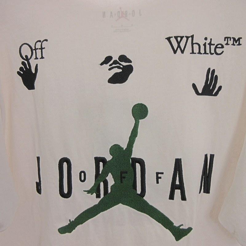 ナイキ NIKE オフホワイト OFF-WHITE ジョーダン JORDAN Tシャツ カットソー 半袖 クルーネック 刺繍 DM0062-054 白 ホワイト M メンズ_画像5