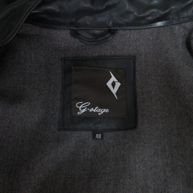 ジーステージ G-STAGE レザージャケット ライダース 革ジャン 黒 ブラック 48 約Mサイズ 0515_画像3