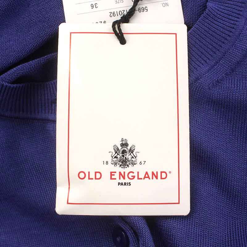 未使用品 オールドイングランド OLD ENGLAND ニットカーディガン クルーネック 七分袖 絹 シルク 36 M 紺 ネイビー /NW41 レディース_画像9