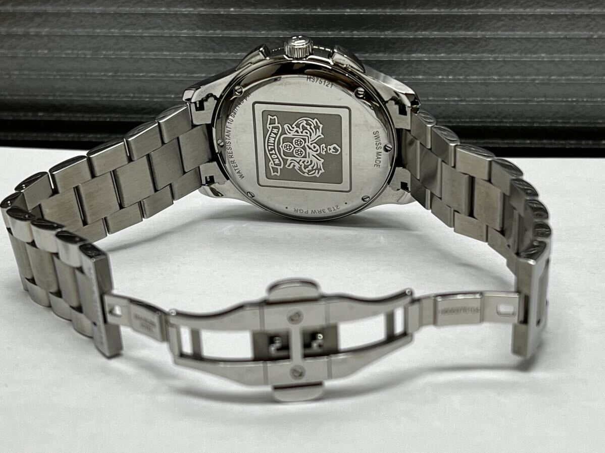 D278 HAMILTON ハミルトン ジャズマスター シービュー クロノグラフ H37512131 クォーツ SS ステンレス ブラック メンズ腕時計の画像3