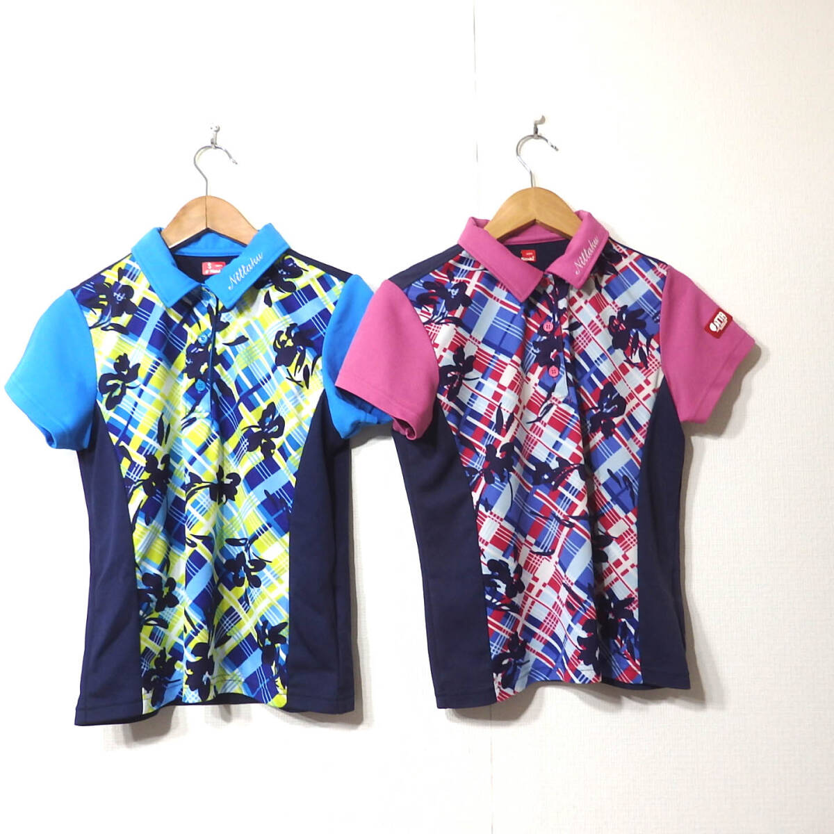 【送料無料】ニッタクゲームシャツ２枚セット/Nittaku　ポロシャツ　卓球　レディース　Sサイズ　青ピンク　JTTA　