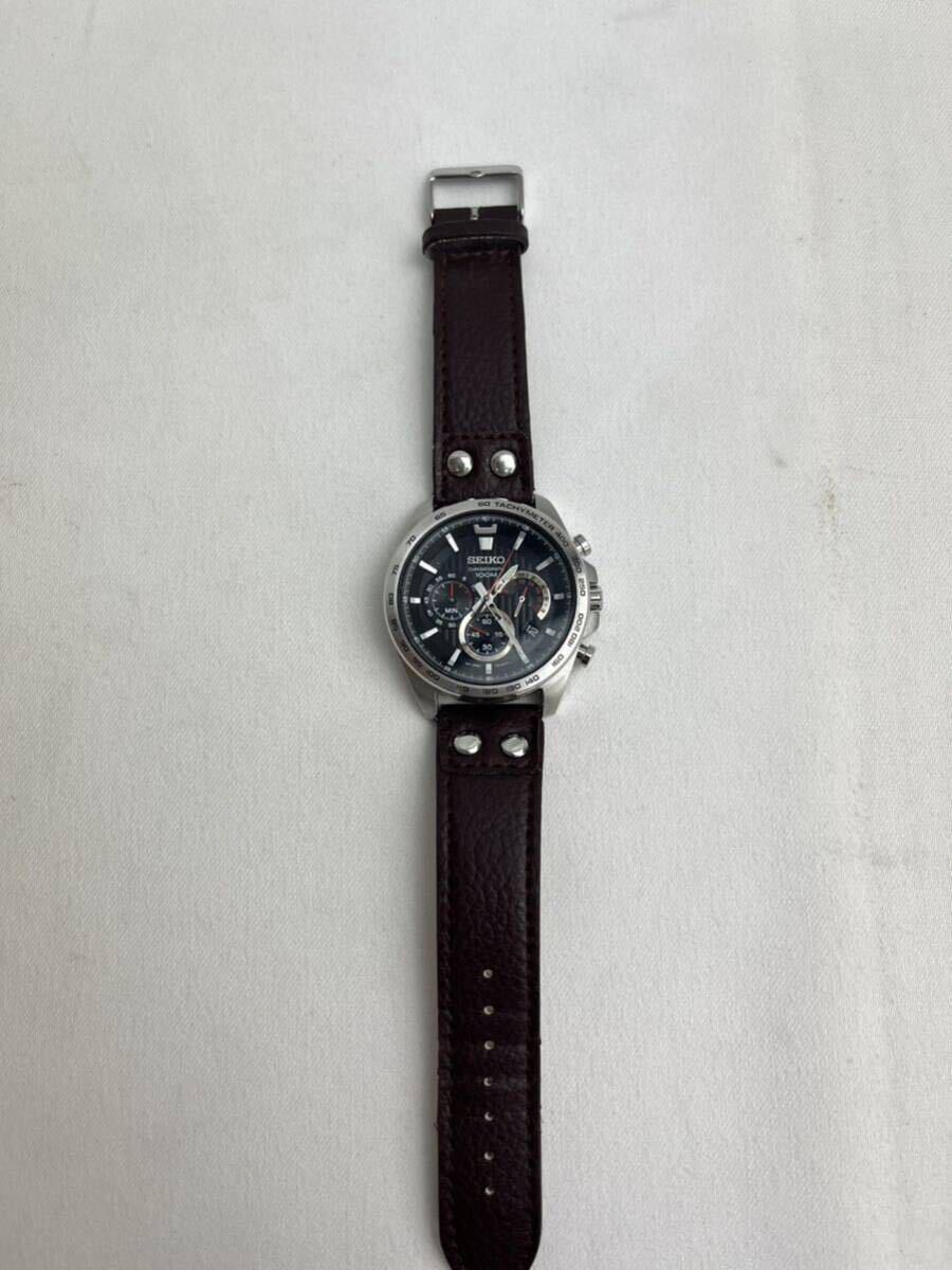 (Z)腕時計 うでとけい　稼働品　SEIKO セイコー　8T63-00D0 黒文字盤　クロノグラフ　メンズ腕時計　社外ベルト　_画像1