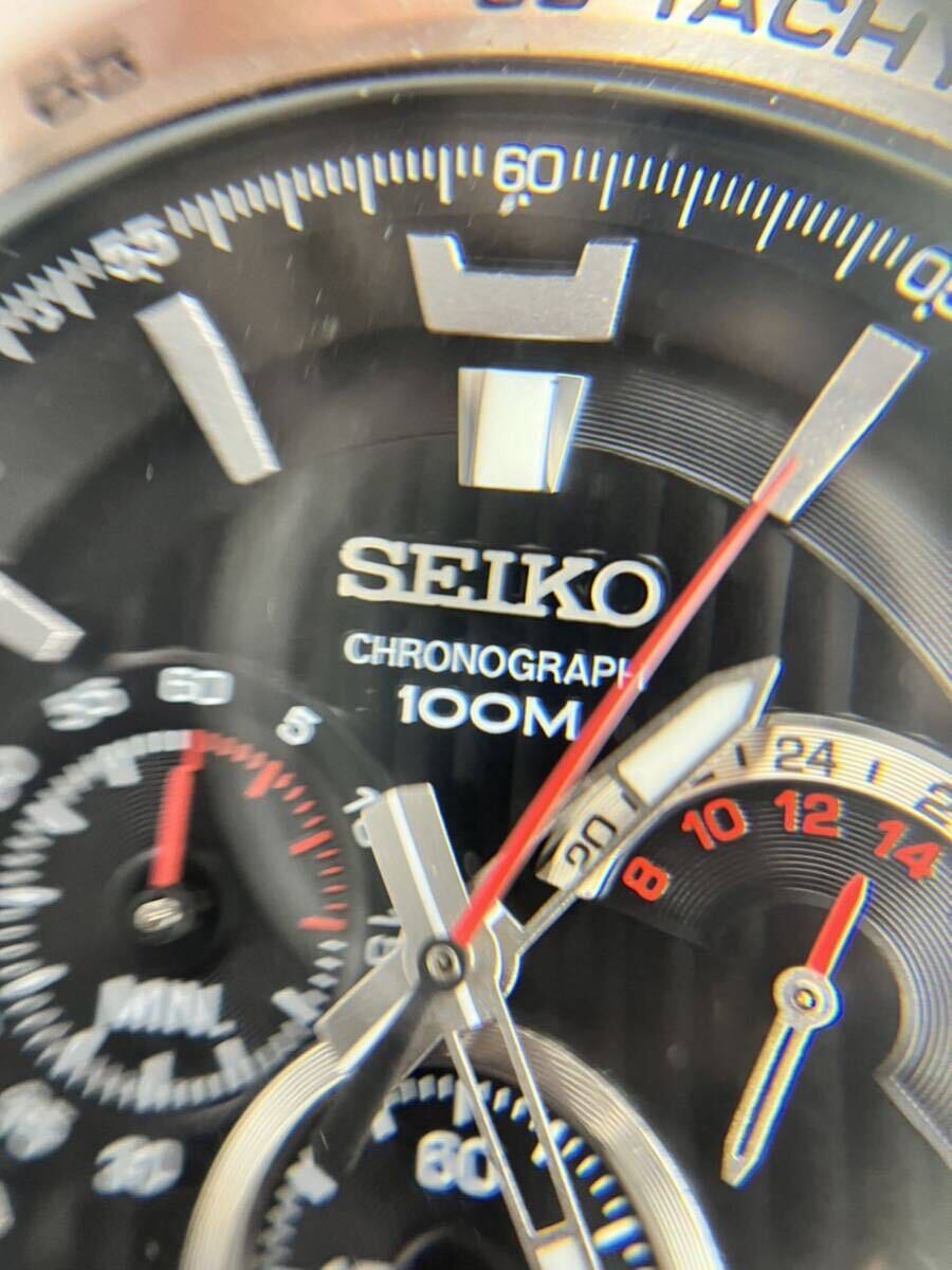 (Z)腕時計 うでとけい　稼働品　SEIKO セイコー　8T63-00D0 黒文字盤　クロノグラフ　メンズ腕時計　社外ベルト　_画像4