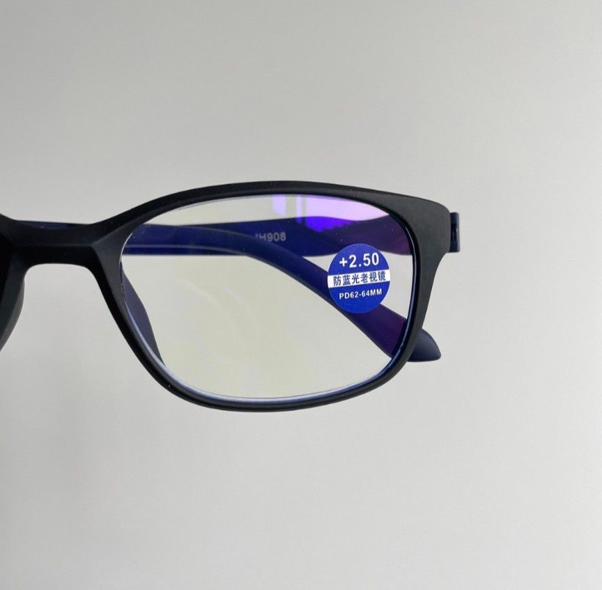 老眼鏡 +2.5 軽量 ブルーライトカット ブラック×ブルー スクエア クリア リーディンググラス シニアグラス PC 大人気
