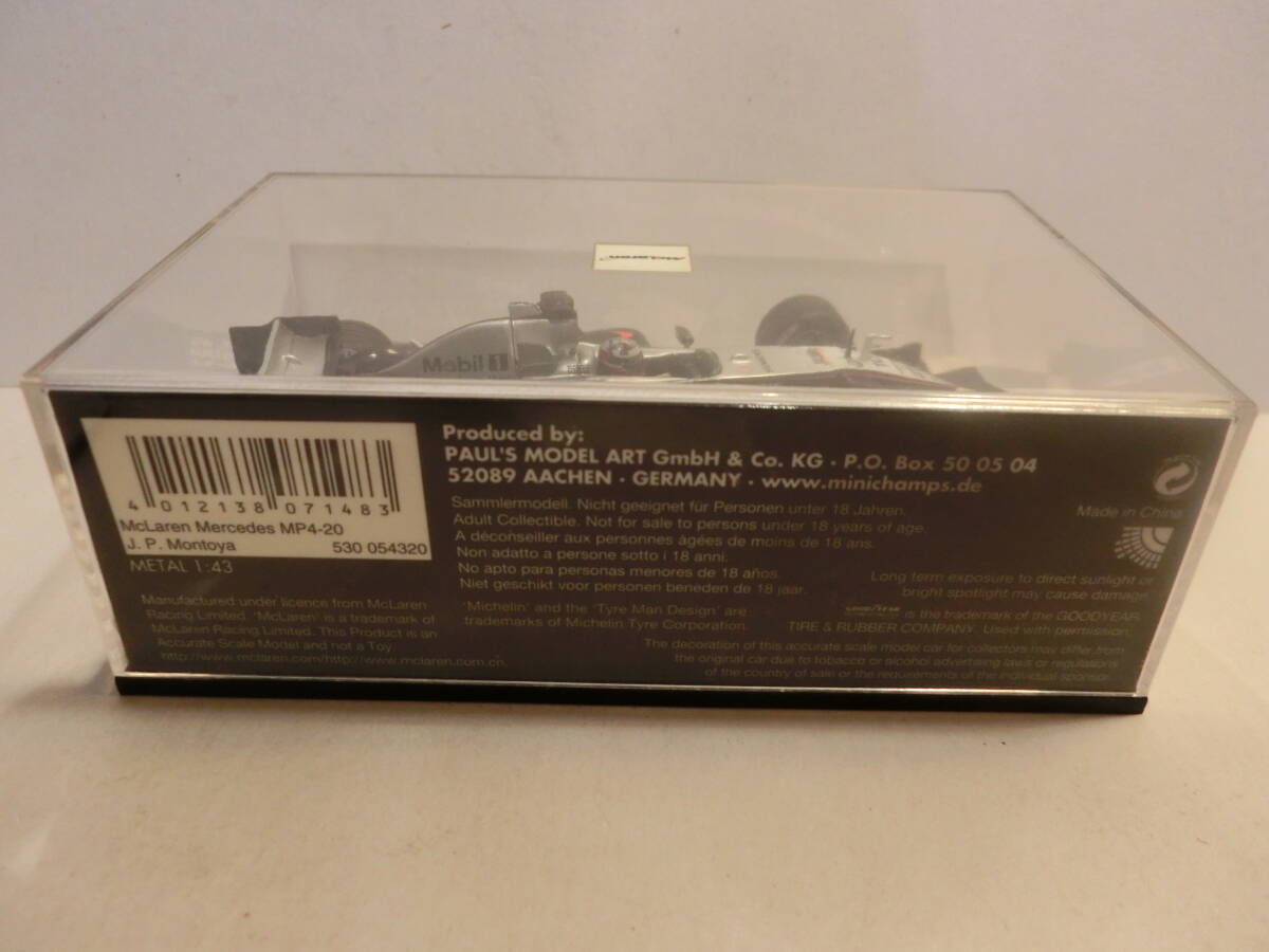 PMA製 1/43 マクラーレン メルセデス MP4-20 ＃10 J.P. モントーヤ 2005 ＊美品 ＊送料300円～ Mclaren Mercedes Montoyaの画像9