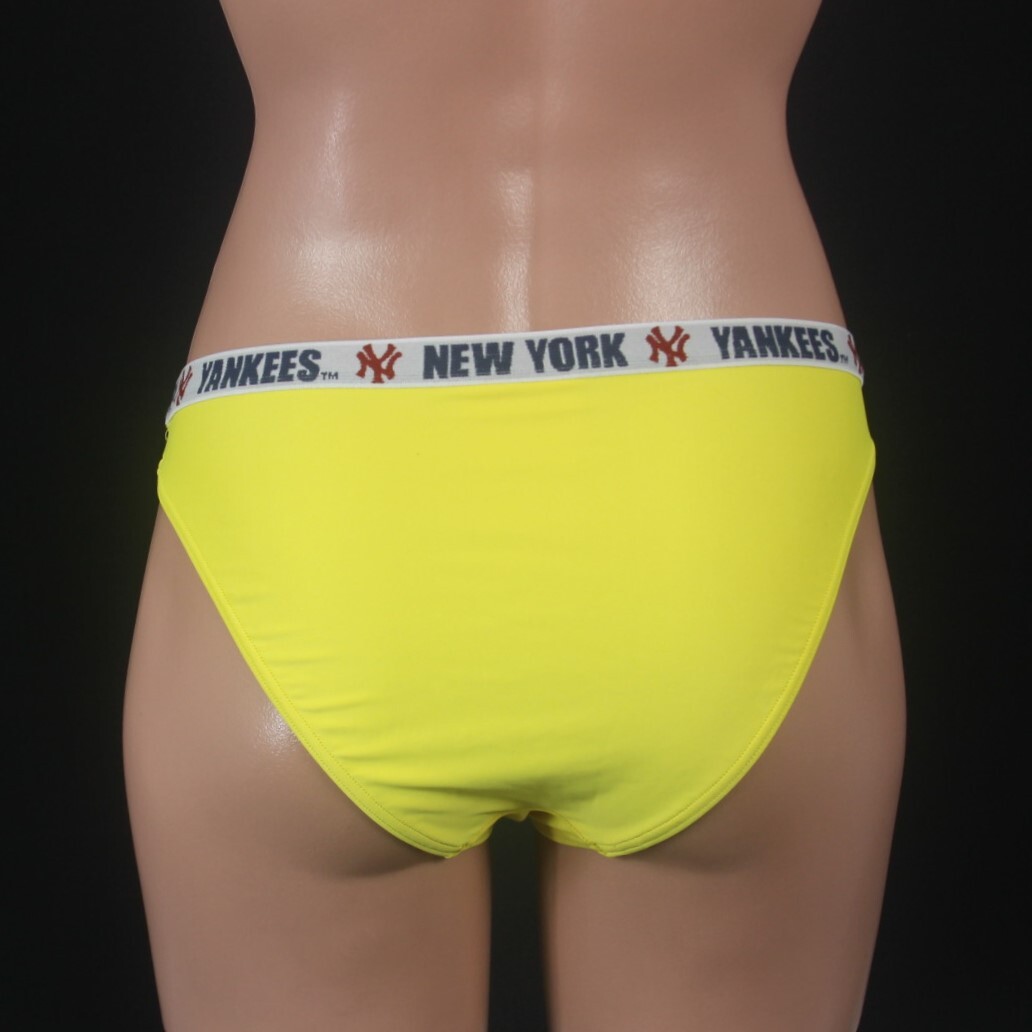 C0450★MAJESTIC ATHLETIC ニューヨークヤンキース New York Yankees ロゴ 黄色 ハイレグ レディースM 水着ボトム ビキニパンツ 衣装 海_画像3
