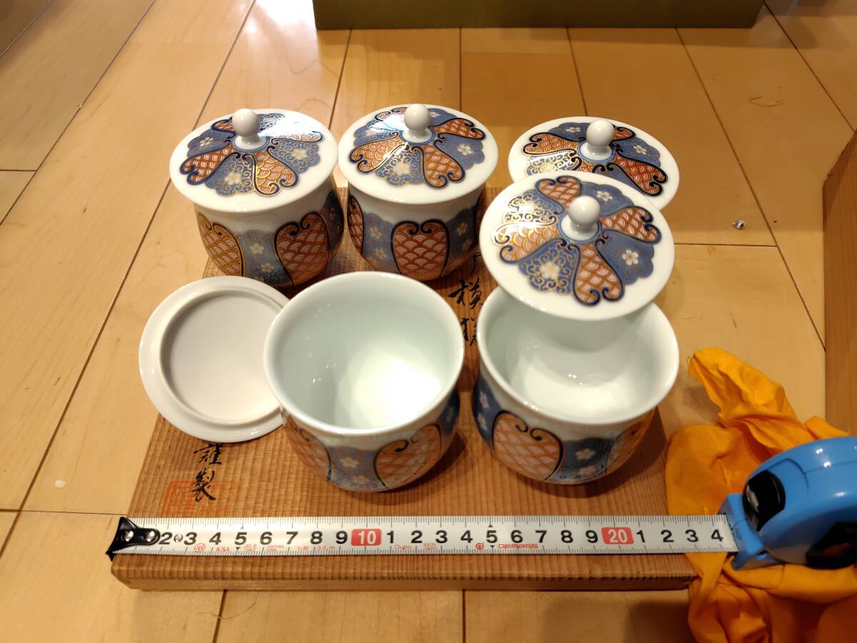香蘭社製 磁藝工房謹製 染錦模様 汲出揃  茶器5個 その2の画像6