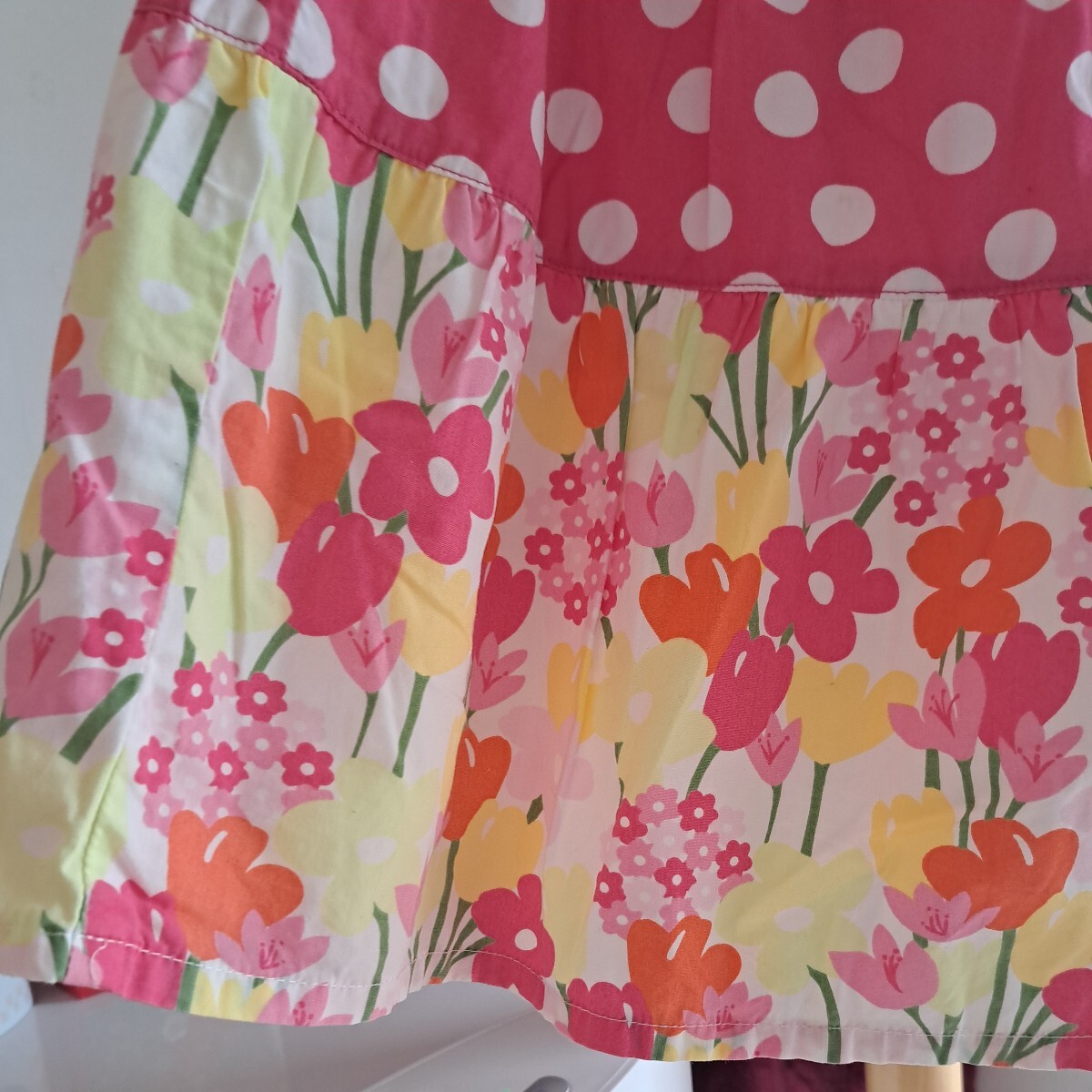 USED Gymboree точка & цветочный принт блестящий юбка 7