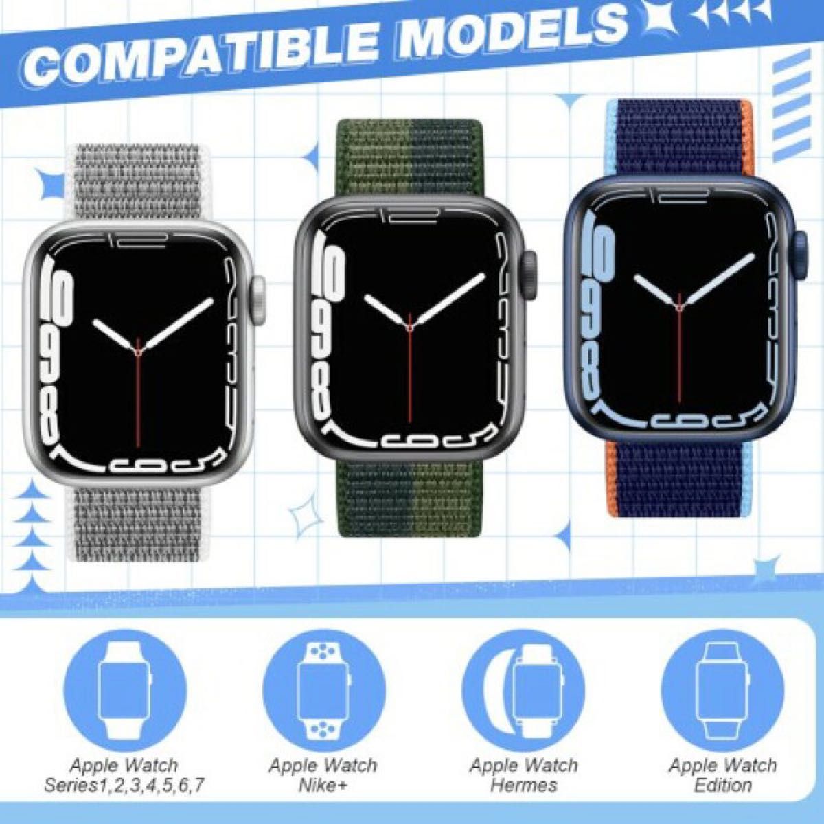 ナイロン軽量時計バンドAppleWatchと互換性42mm 44mm 45mm Watchアップルウォッチ