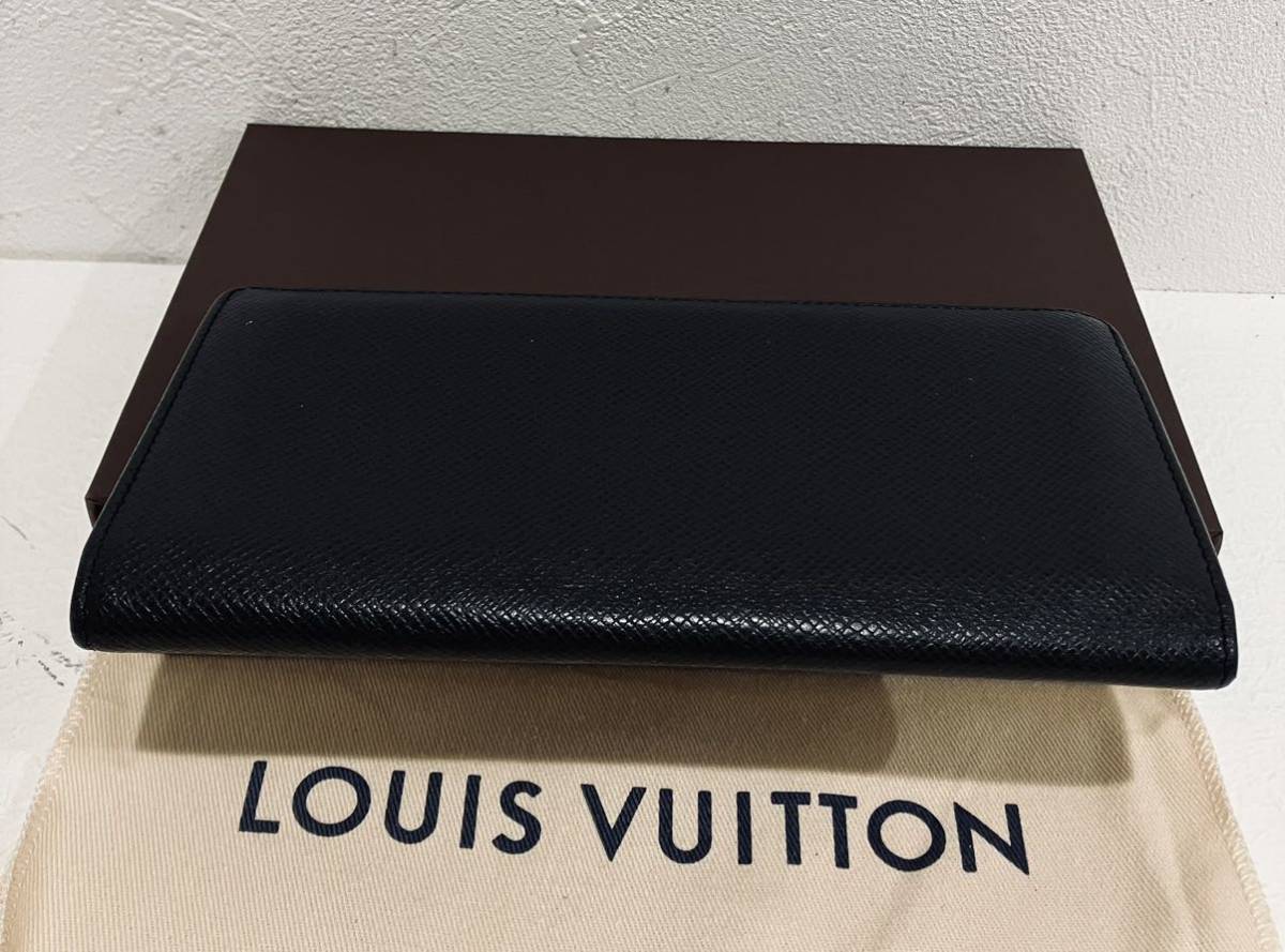 LOUIS VUITTON ★ 新品同様 ルイヴィトン タイガ 黒 ブラック 長財布 メンズ 小銭入れ有り プラザ_画像4