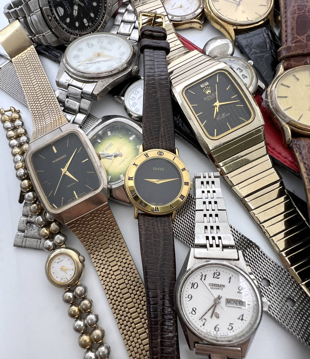 【1円スタート】腕時計 まとめ売り 34点 ジャンク SEIKO CASIO CITIZEN GUCCI OMEGA dunhill TECHNOS他 レディース メンズ 腕時計_画像2
