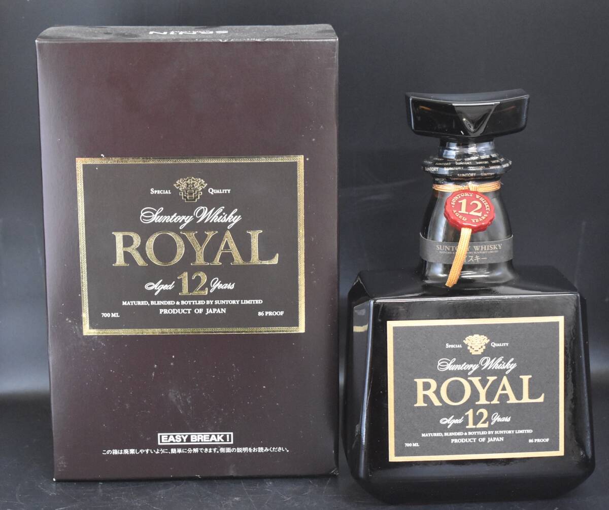 KKK5-3 現状品 SUNTORY サントリー WHISKY ROYAL ウイスキー ローヤル 12年 洋酒 未開栓 古酒 箱付き700ml 43％_画像1