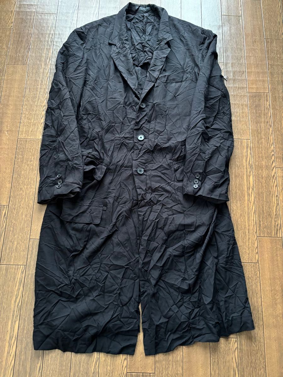 regulation yohji yamamoto 18ss シワ ジャケット ヨウジヤマモトプールオム ロングコート ブラック 