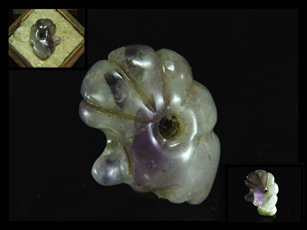 [A16] old . period * on old light purple color finest quality stone quality crystal made * whole body . line * head T shape ..* disorder . neck shape . sphere * inspection . writing . raw unglazed ware . earthenware earth . festival .. raw ore netsuke 