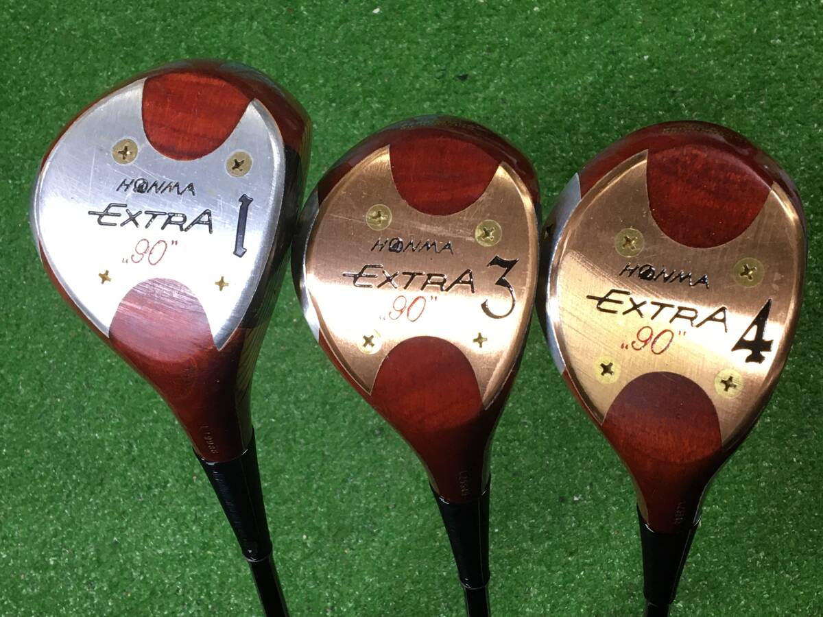 hvc-658 中古　ホンマ/HONMA EXTRA 90　パーシモン　女性用/レディース　1W,3W,4W　3本セット　純正カーボン L_画像1