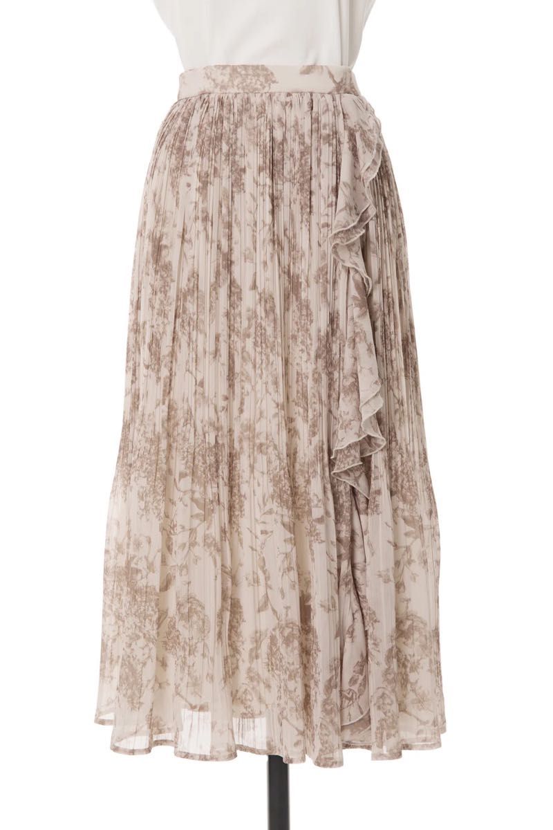 herlipto ハーリップトゥ Pleated Chiffon Long Skirt beige S プリーツ  スカート