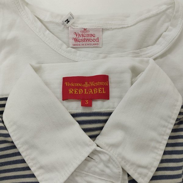 O305b [セット] Vivienne Westwood ヴィヴィアンウエストウッド ポロシャツ 3 ブルー×ホワイト 半袖シャツ M ホワイト | トップス G_画像3