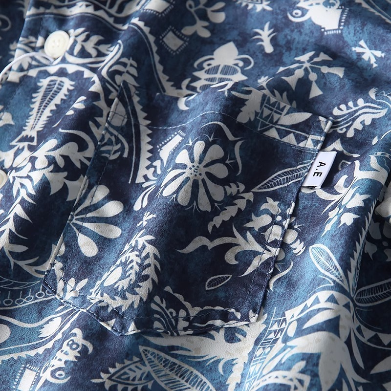 S1418-2XL 新品 アロハシャツ メンズ 半袖シャツ 薄手 夏 カジュアル 花柄 総柄 おしゃれ シルクのような質感/グリーン_画像8