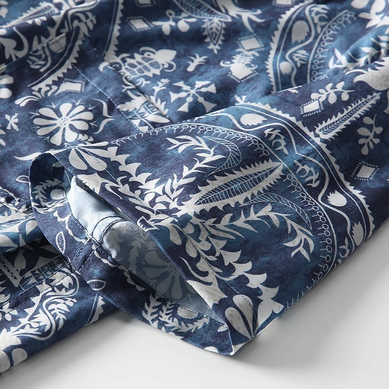 S1418-2XL 新品 アロハシャツ メンズ 半袖シャツ 薄手 夏 カジュアル 花柄 総柄 おしゃれ シルクのような質感/グリーン_画像6