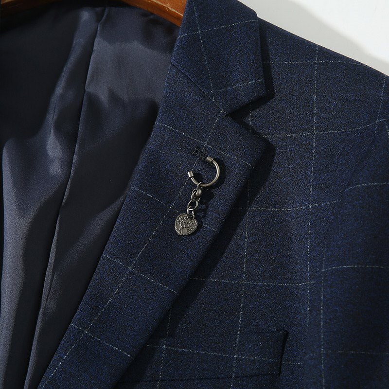 S1503-Mネイビー/新品スーツカンパニー スーツ 高品質 格子柄 セットアップ ジャケット パンツ ビジネス メンズ セットアップ _画像4