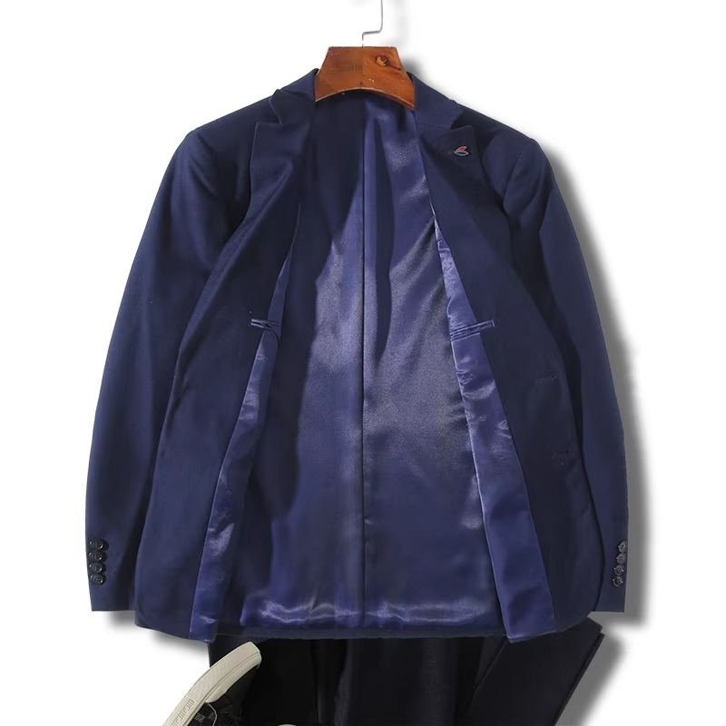 S1505-XL ネイビー/新品スーツカンパニー スーツ セットアップ 上下ジャケット パンツ 高品質 細身 春秋 ビジネス メンズ セットアップ _画像2