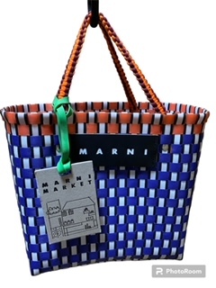 新作未使用 マルニ MARNI マーケット ピクニックバッグ かごバッグ カゴバッグ★ブルー の画像1