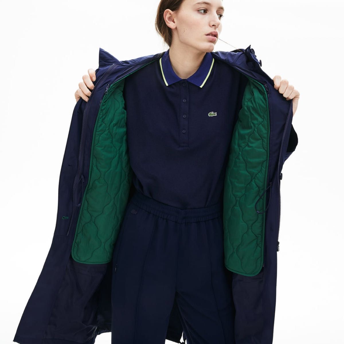 【美品】【梅雨シーズン】LACOSTE ラコステ リバーシブル 撥水 ジャケット 4イン1 サイズ38(L) ネイビー系