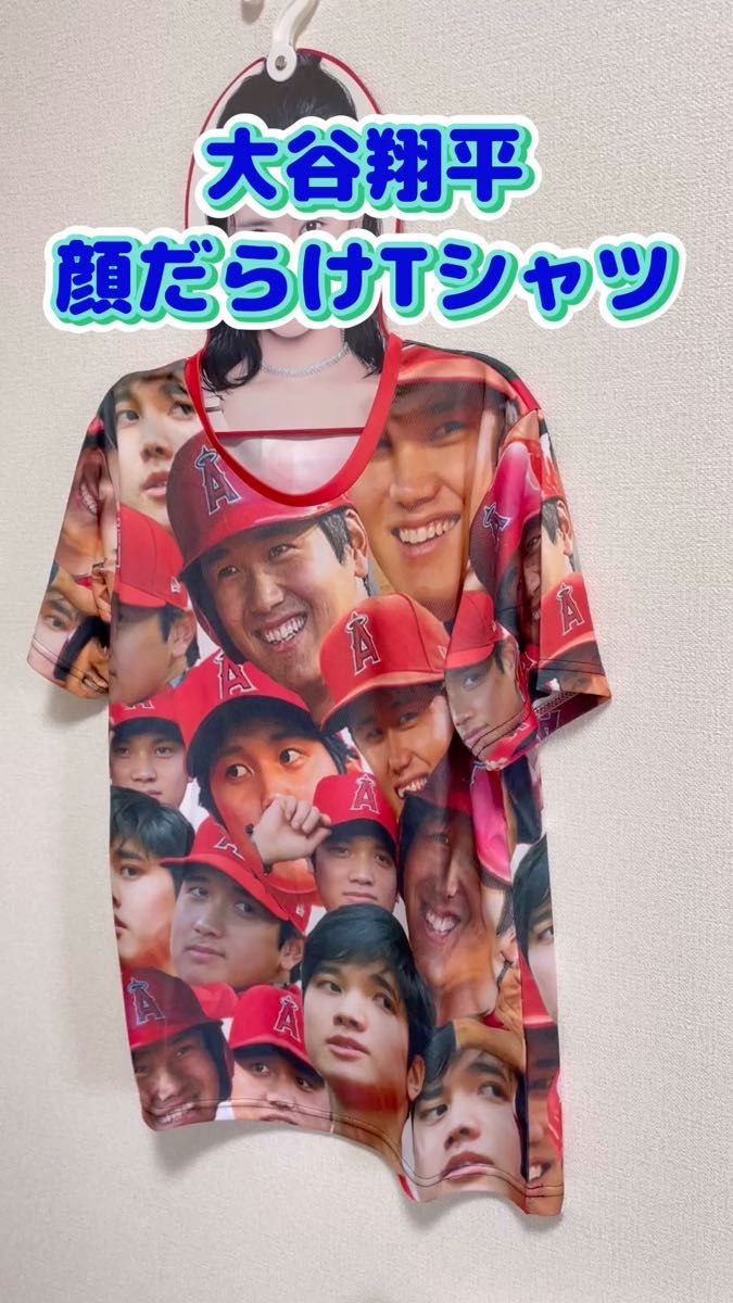 MLB エンゼルス記念　大谷翔平　顔だらけTシャツ　半袖　Mサイズ　ユニセックス