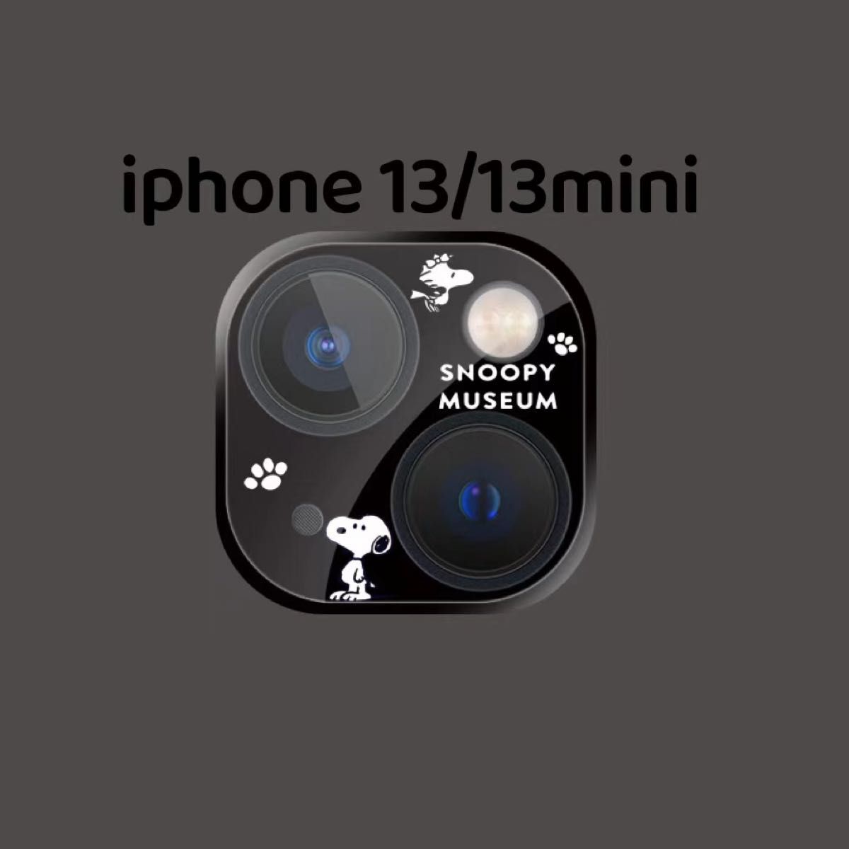 iphone13/13miniカメラフィルム 全面保護レンズカバー　黒スヌーピー