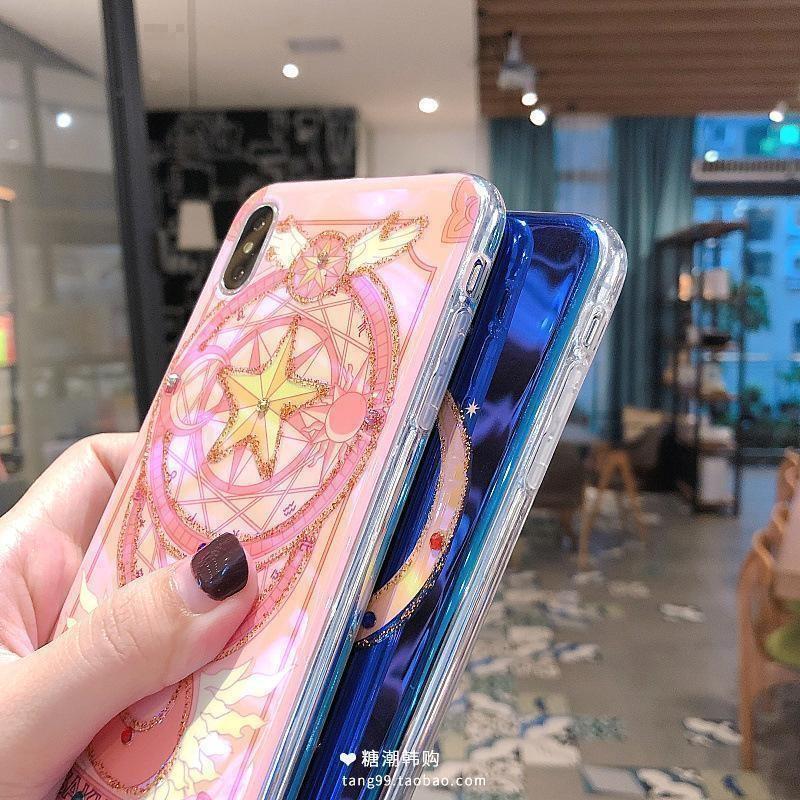 iPhoneケース　薄型　美少女　かわいい　キラキラストーン　ピンク　ブルー_画像4