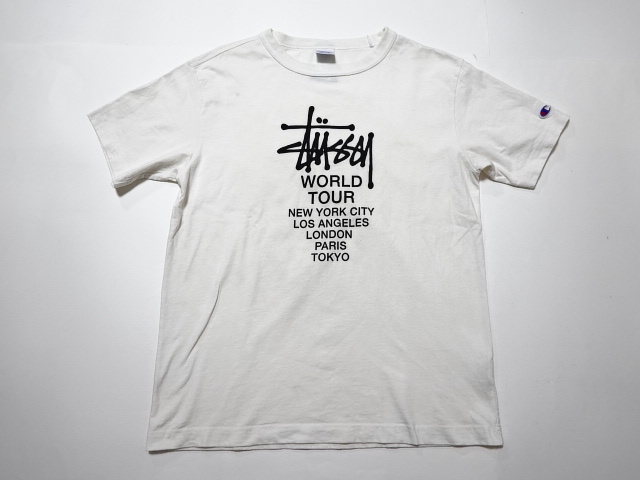 ■0515■STUSSY×Champion ステューシー×チャンピオン 半袖 Tシャツ M 国内正規品●_画像1