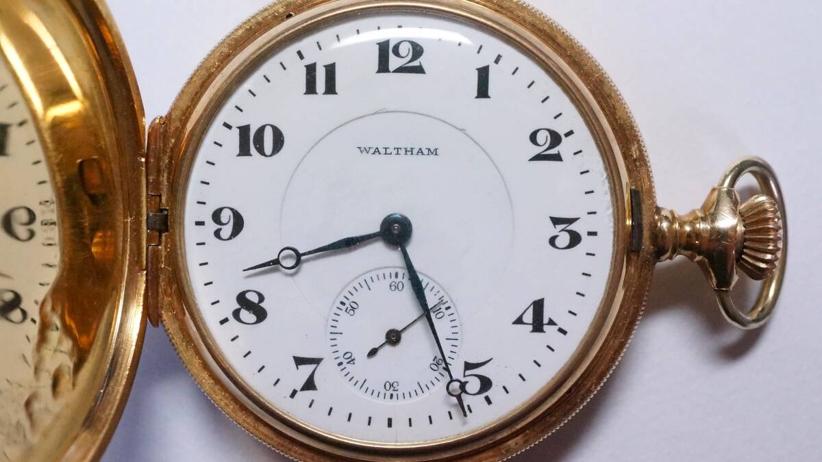 18金無垢(30g) ウォルサム 懐中時計 1919年～1920年 ケース付き WALTHAM アンティーク時計_画像3