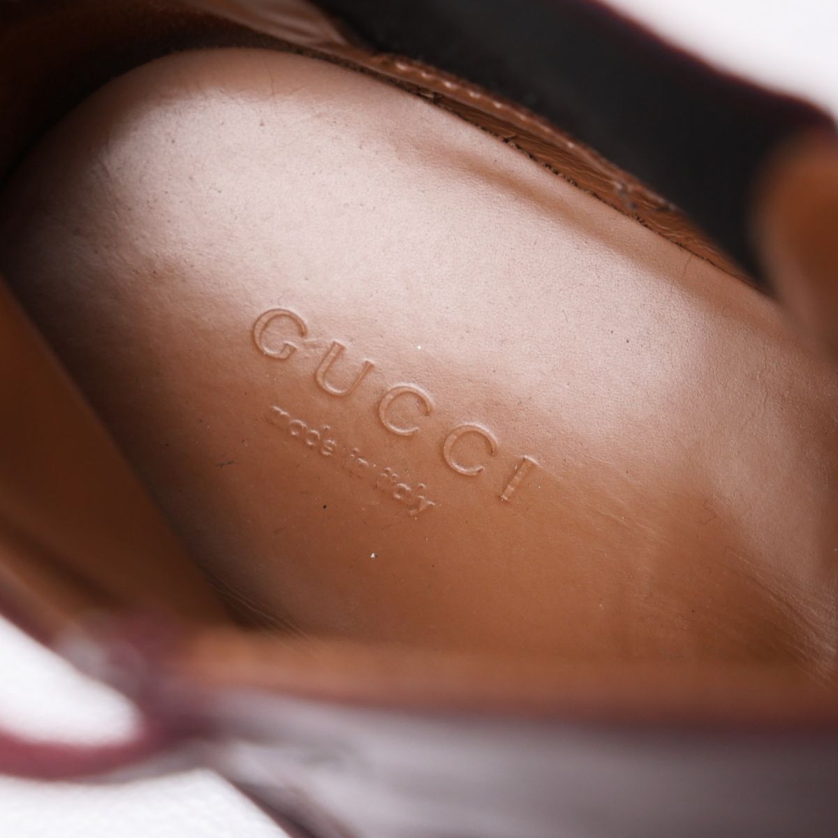 GP9576△伊製*グッチ GUCCI*size36（23cm相当）サイドゴア*シェリーライン*レザー ショートブーツ*アンクルブーツ*靴*バーガンディ系_画像7