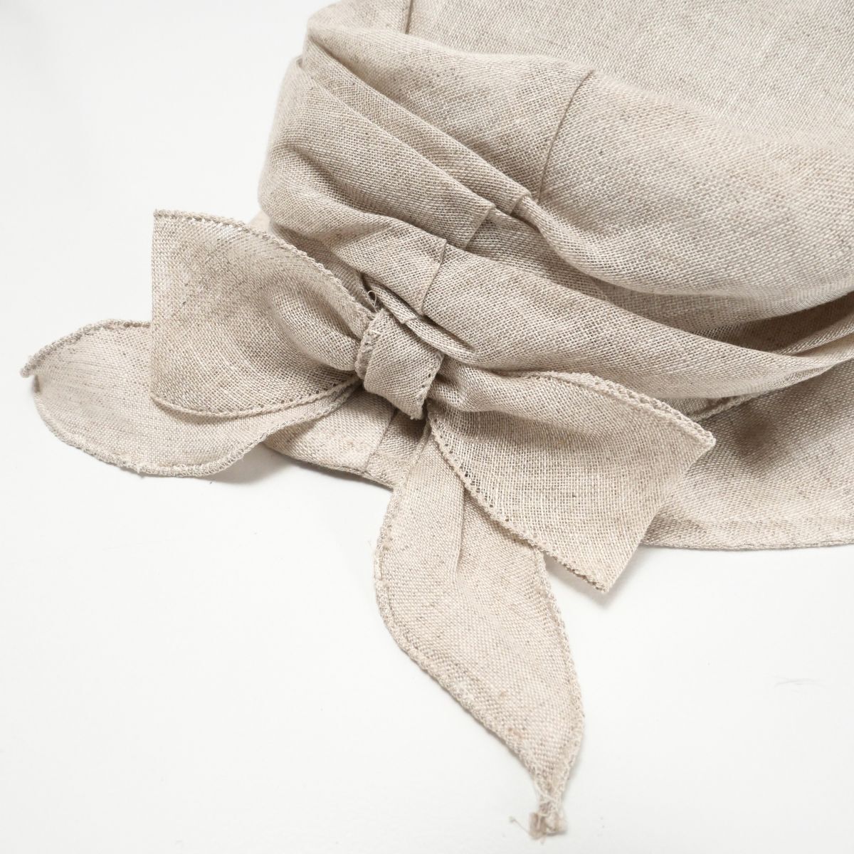 GO8598▽イタリア製 フルラ FURLA リネン リボン レディースハット 帽子 約56.5cm ベージュ系_画像6