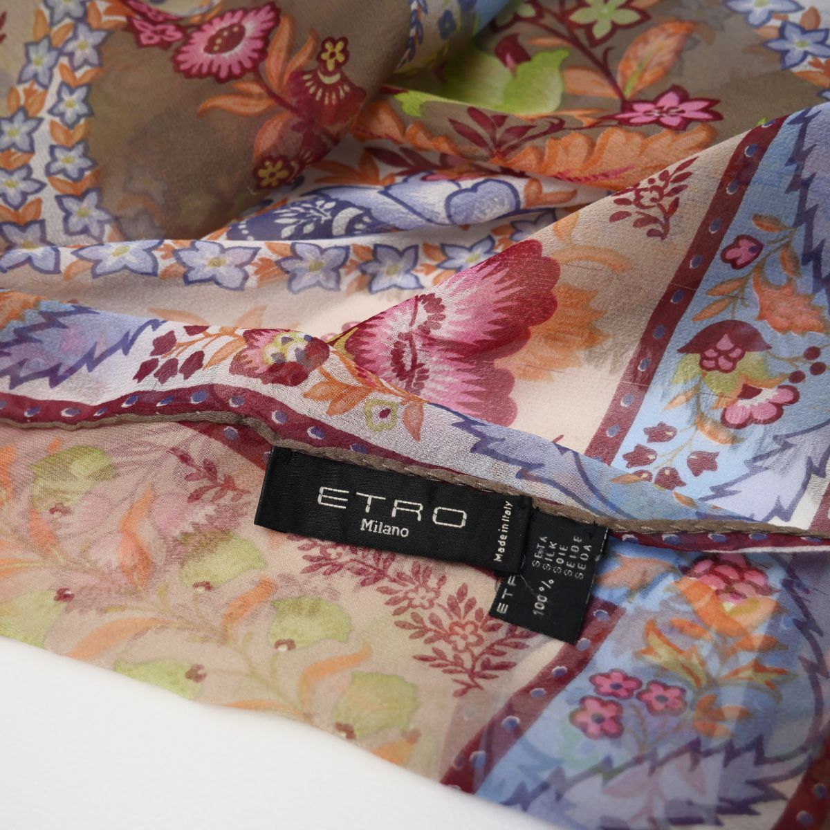 GP8094▽2点セット ETRO エトロ*シルクツイル*シルクシフォン*花柄＊フラワー*ストール*ショール*スカーフ_画像9