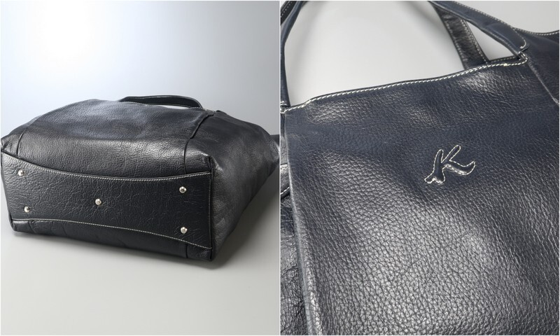 MG1673^2 позиций комплект Kitamura/ Kitamura кожа / натуральная кожа сумка на плечо × большая сумка плечо ../ наклонный ../ ручная сумка сумка оттенок черного × темно-синий серия 