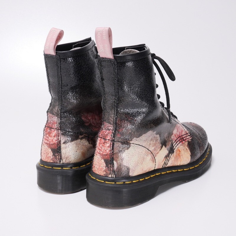 GP8409■ドクターマーチン/Dr.Martens*NEW ORDER*Power,Corruption & Lies*コラボブーツ*８ホール*レザー*花柄*ブラック系*UK4*AW006 SI05Tの画像3